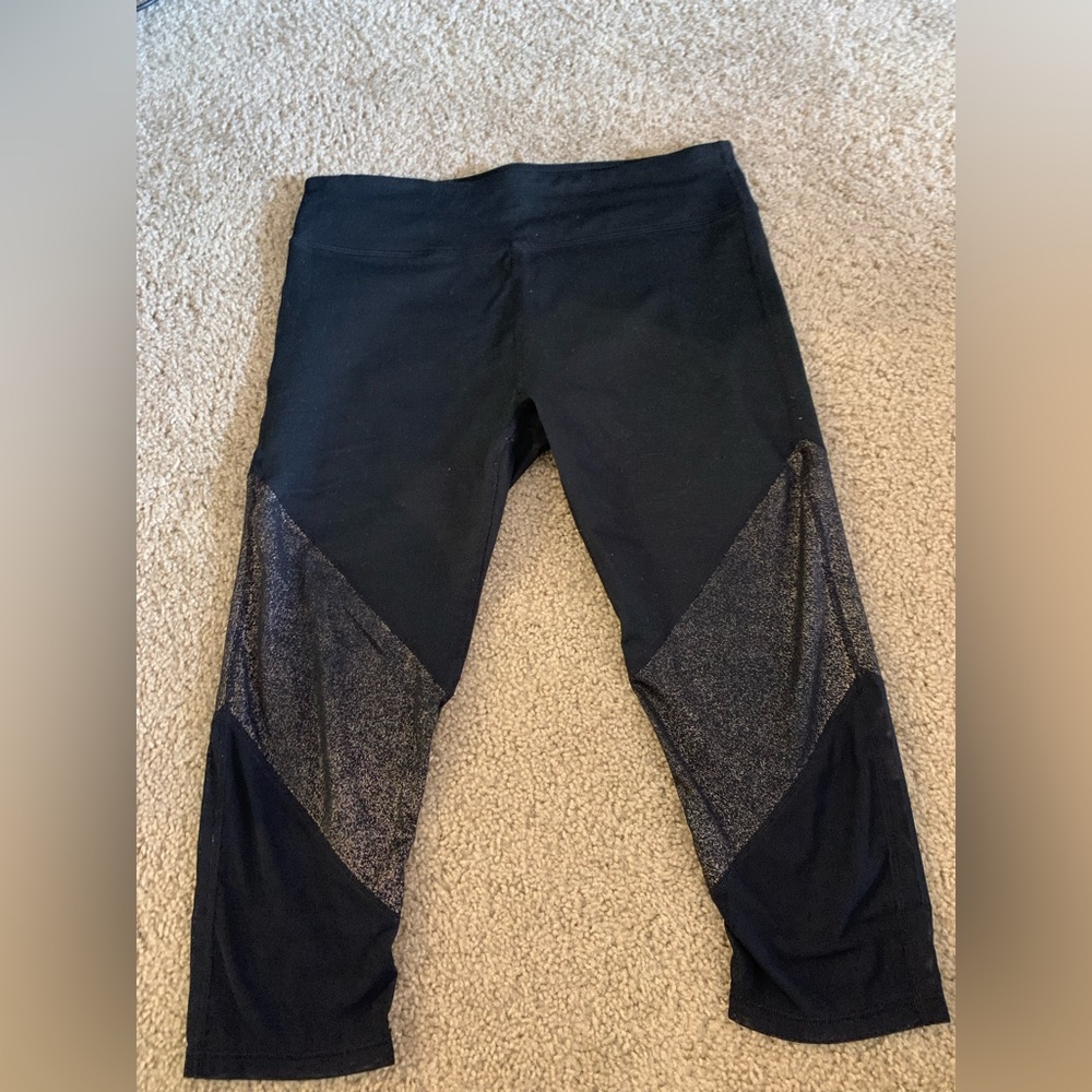 Fabletics Capri leggings with gold glitter